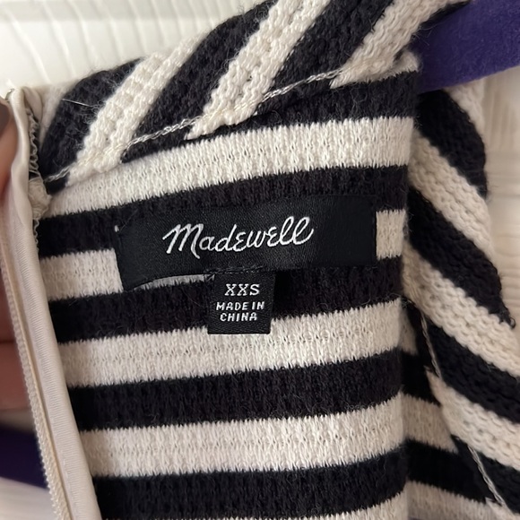 Madewell Sleeveless Striped Mini Dress Cotton Knit Black & White, Sz XXS - Picture 4 of 9